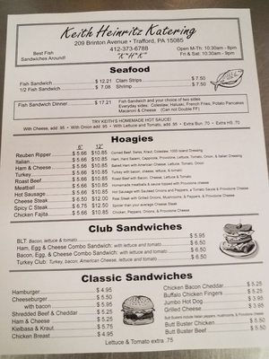 Keith Heinritz Katering menu 1